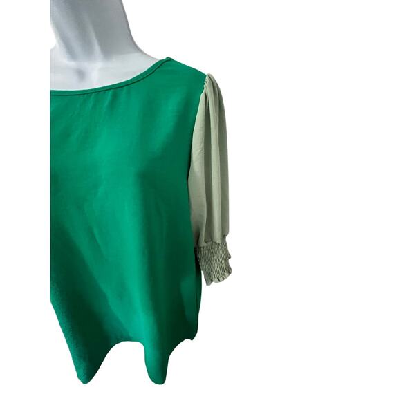 BiBi NWOT Colorblock Green Top – Size L - Picture 4 of 6